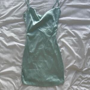 Oh Polly Mint Green Satin Mini Dress
